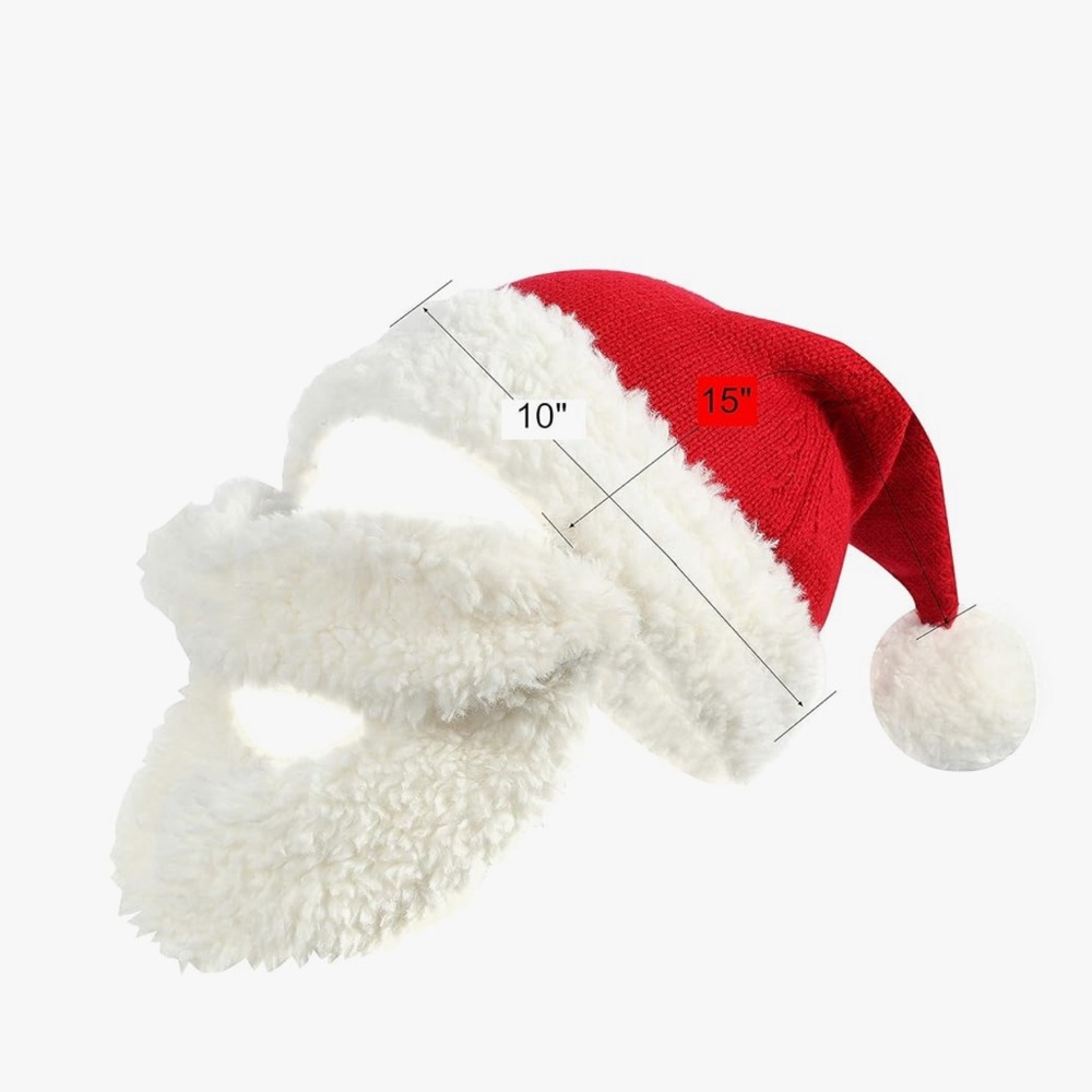 Kids Santa Hat with Beard - Red and White